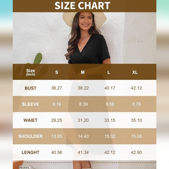 NWT Women's Large V-neck Wrap Dress short sleeve tie waist midi flowy dress - Picture 6 of 12